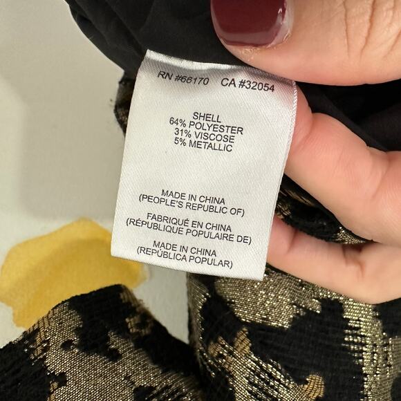 S Hutch Anthropologie Black Cheetah Print Shimmer Blouse - Picture 3 of 4